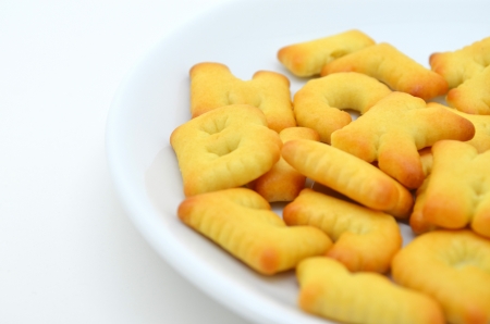 fresh biscuit made in the English alphabets shapeの写真素材