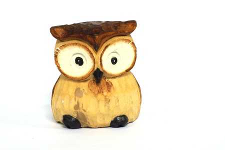 Owl wood, characteristic owl graven in the wood の写真素材