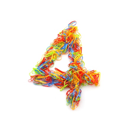 Character shape number by plastic band full color の写真素材