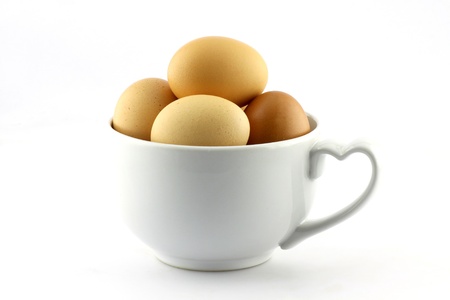 A group of egg in a white  cup の写真素材
