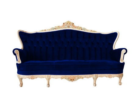 vintage luxury sofa color blue isolated on white background 