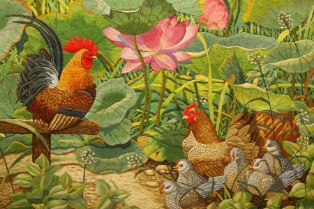 Vintage embroidery on hand made art of tradition  Thailand style on fabricのeditorial素材