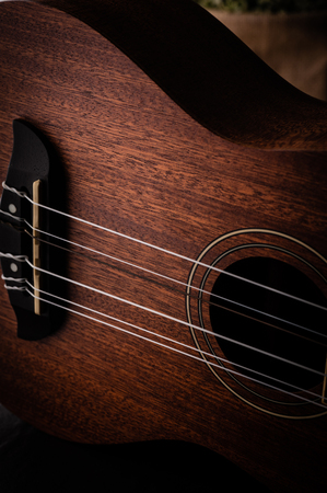 a ukulele on black