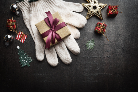 Christmas  decoration on dark stone backgroundの写真素材