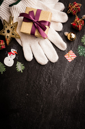 Christmas  decoration on dark stone backgroundの写真素材