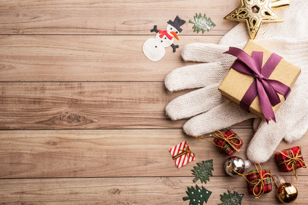 Christmas  decoration on wooden backgroundの写真素材