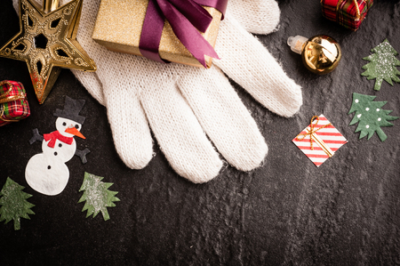 Christmas  decoration on dark stone backgroundの写真素材