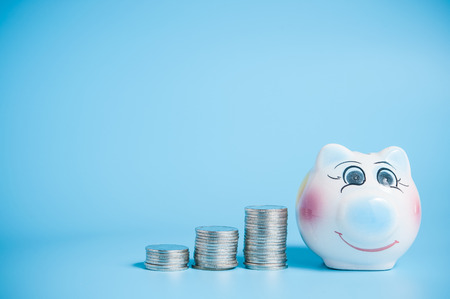 Saving money concept, money coin stack growing businessの写真素材