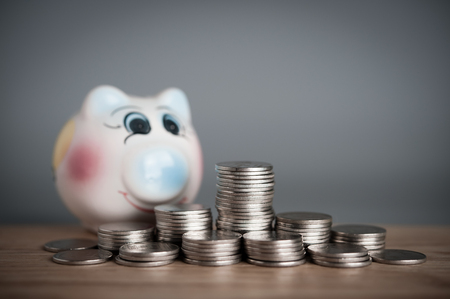 Saving money concept, money coin stack growing businessの写真素材