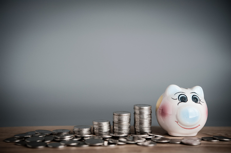 Saving money concept, money coin stack growing businessの写真素材