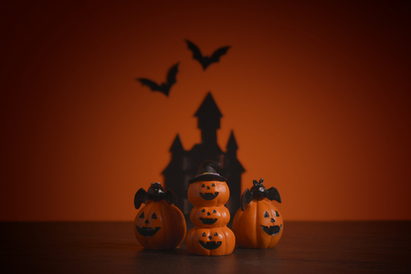 Halloween pumpkins jack-o-lantern on orange background. Halloween pumpkin background. Halloween. jack-o-lantern. Halloween jack-o-lantern. Happy Halloween.の写真素材