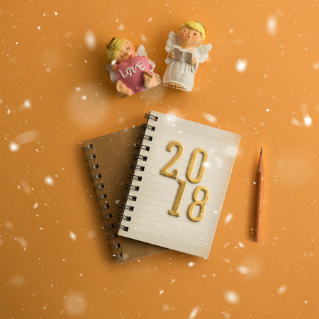Christmas holiday background with gold ornaments and decorations. Merry christmas and happy new year greeting card with copy space. Christmas celebration holiday background.の写真素材