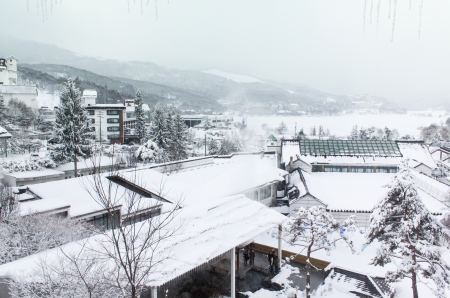 snowfall in Japanの写真素材