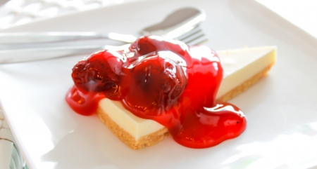 Fresh jam strawberry cheesecakeの写真素材