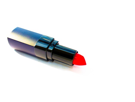 Close up of a red color lipstick   white backgroundの写真素材