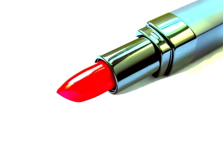 Close up of a red color lipstick   white backgroundの写真素材