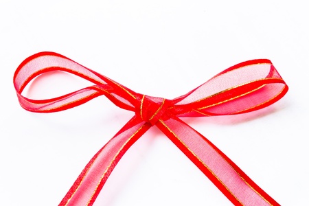 Red Tie from present ribbon  Isolated on white background の写真素材