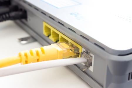 Network cables plugged in the router