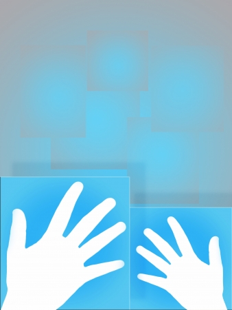 touching screen with white hand   の写真素材