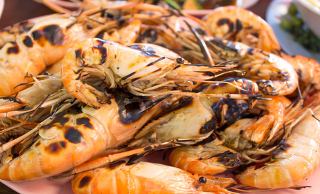 Close up Grilled shrimpの写真素材