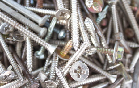 Closeup pile of screw for wood ,nailの写真素材
