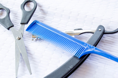 Hair scissors and razor blade and Comb for hair