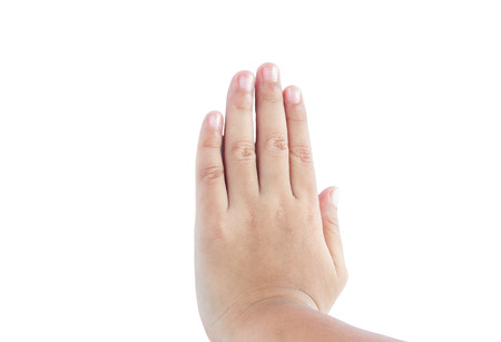 Young hand shows stoppingの写真素材