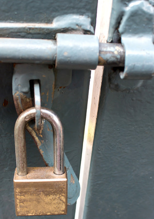 Closed metal lock door security protection padlockの写真素材