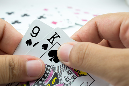 playing cards on write backgroundの写真素材