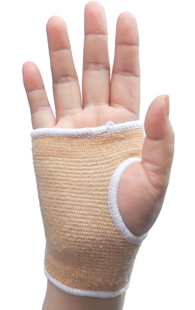 Hand with wrist support isolated on whiteの写真素材