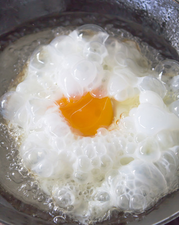 fried egg  in a panの写真素材
