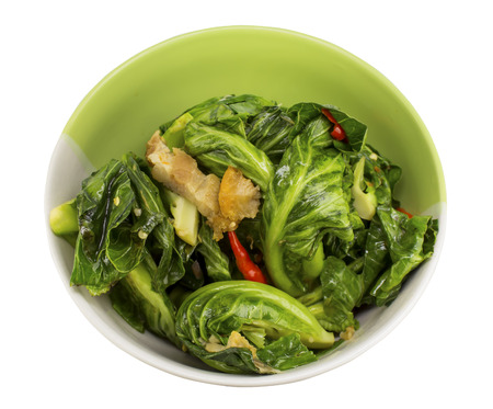 stir fried vegetables in the bowl on white backgroundの写真素材