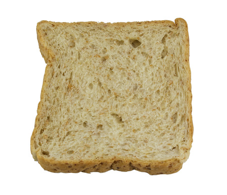 Bread slice isolated on whiteの写真素材