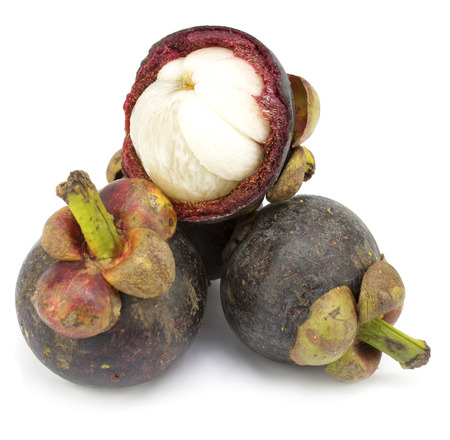 mangosteen fruit on white backgroundの写真素材