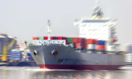 Cargo container ship sailing , Zoom image styleの写真素材