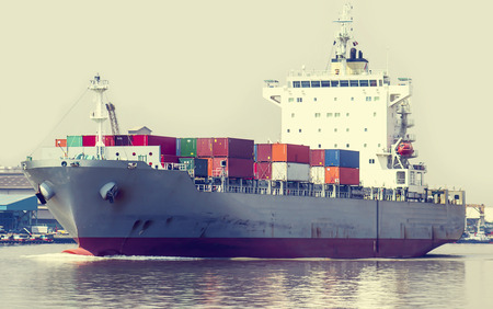 Cargo container ship sailing