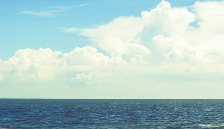 The blue sky and sea,retro styleの写真素材
