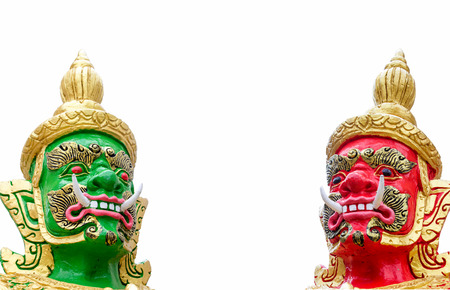 The red and green Giant Statue on white backgroundのeditorial素材
