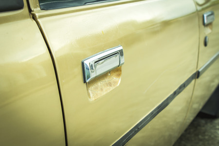 Old Car Door Handle.Close up image retro styleの写真素材