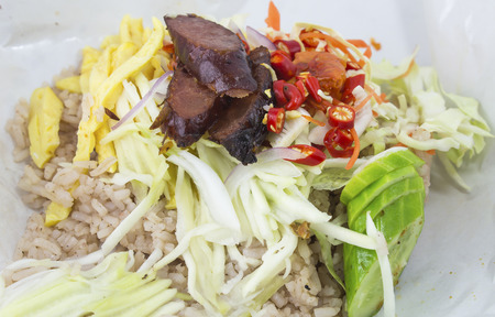 Rice Mixed with Shrimp paste (Thai food)の写真素材