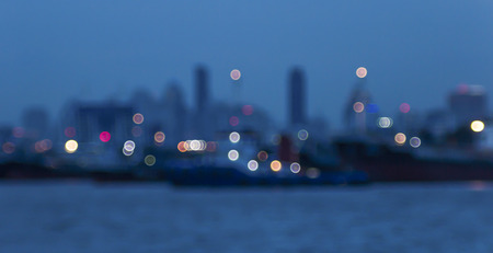 bokeh of boat in the riverの写真素材