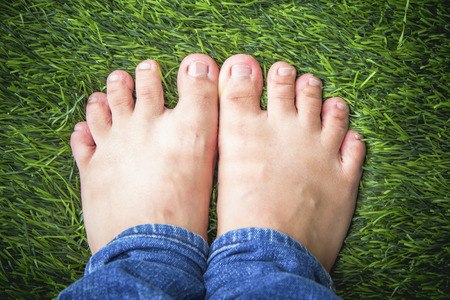 Short toes on grass backgrond
