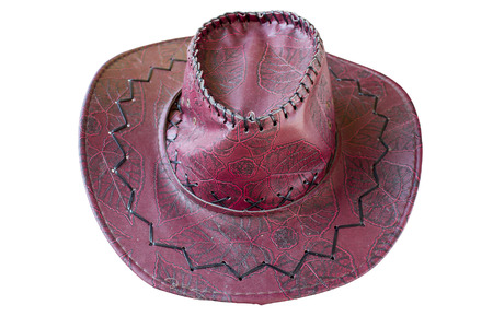 Leather Cowboy Hat on white backgroundの写真素材