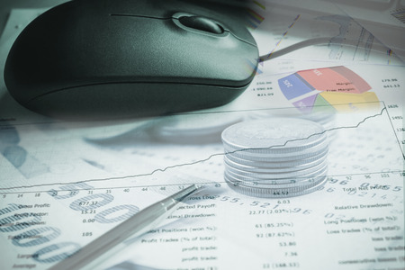 Analysis of financial reports.vintage styleの写真素材