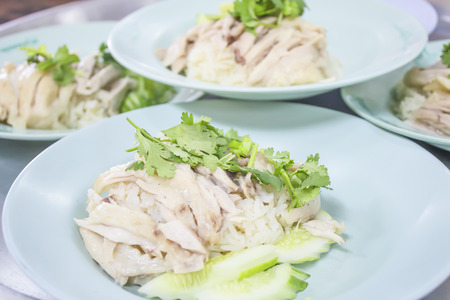 rice steamed with chicken soupの写真素材