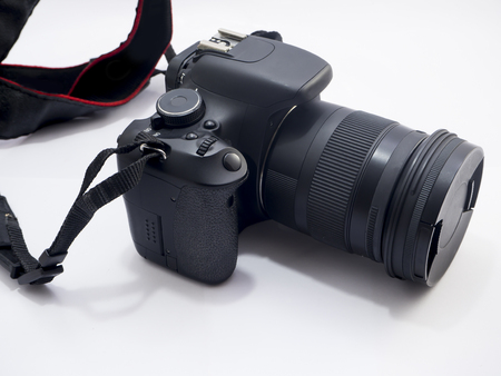 camera isolated on white backgroundの写真素材