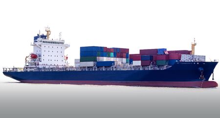Cargo container Ship, Vessel container ship isolated on white background.,concept transportの写真素材