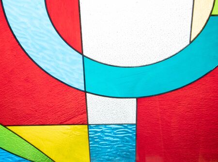 Colorful patterned glass ,Textured paint on glass / Stained Glassの写真素材