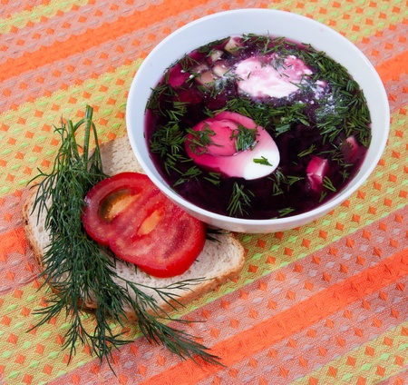 beetroot soup traditional to some Northern European and Slavic countries.の写真素材