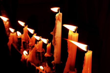 Candle light at dark night,Like the life is always hope and there is always tomorrow.の写真素材